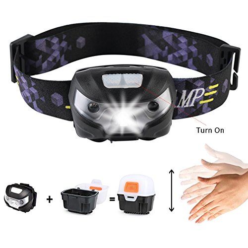 Stirnlampe LED Wasserdicht, Kopflampe USB Aufladbar Handbewegung Induktion Scheinwerfer Comfort Beleuchtung Sensor Licht, Wasserdicht Stirnlampe für Camping, Klettern, Abenteuer, Inklusive USB Kabel