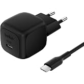 Belkin Kompakt Duvar Şarj Cihazı 45 W + USB-C - USB-C Kablosu, Apple iPhone 17, 16, 15, 14, Plus, Pro, Pro Max, Samsung Galax