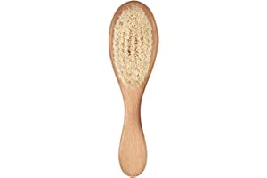 HUAYINGMEI Cepillo de pelo de bebé con mango de madera y cerdas de cabra súper suaves para recién nacidos y niños pequeños, color marrón