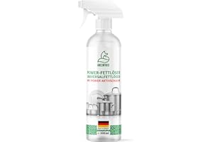 GREENFOXX Power-Fettlöser 500 ml – mit Aktivschaum stark gegen Fett- und Eiweißablagerungen und Verkrustungen | Grillreiniger Gasgrill | Backofen und Grillreiniger | Fettlöser Küche