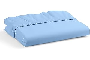 ML MASSARI LIMITED Fitted bed Sheet 25CM Deep Sky Blue Single Bed Size Hotel Quality Poly Cotton (Sky Blue, Single 25CM)