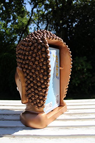 Taschentuch-Spender oder Kosmetiktuch-Spender Buddha-Kopf Bronze - 7