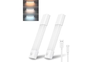 OUSIDE Oświetlenie LED pod szafką kuchenną, bezprzewodowa lampa do szafy USB-C z czujnikiem ruchu, mocowanie magnetyczne, regulowana jasność, 3 temperatury barwowe (20 cm, zestaw 2 szt.)