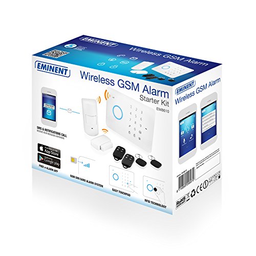 Eminent EM8610 Starter kit per sistema di allarme wireless su cellulari, controllato da smartphone, Bianco