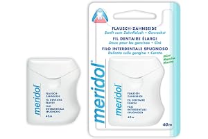 meridol Fluffig tandtråd, 40 m – tandtråd för grundlig och skonsam rengöring av mellanrummen mellan tänderna, minskar risken för inflammation i tandköttet med fräsch mintarom, (1-pack)