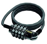 Candado en espiral de 120cmX6mm de grosor. Facil visibilidad de los numeros y facil de utilizar., Cable de acero para cargas pesadas y extraflexible. Resistente cubierta de vinilo. 4 digitos para auto pogramación.