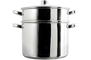 COOK CONCEPT, KC0006, Couscoussier en métal Avec Couvercle en Verre, capacité 8L, Compatible Tous Feux, Cuisson optimale, Design Fonctionnel, Parfait pour Plats variés, Argent 8L Argent