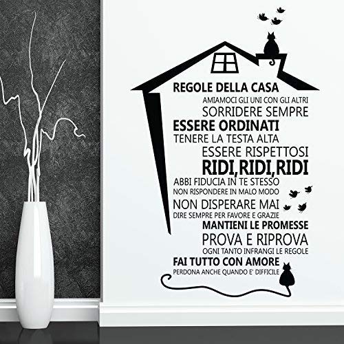 WALPLUS Adesivo da Parete Rimovibile House Rules - Italiano Decorazione da Parete Arte Casa Soggiorno Cucina Ristorante Café Hotel Decorazione