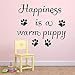 Produktbild GJQFJBS Glück Ist Ein Warmer Welpe Wandaufkleber Wohnkultur Wohnzimmer Abnehmbare Hund Pfotenabdruck Pet Shop Wandtattoos Dekoration Wandaufkleber gelb 65 cm x 59 cm