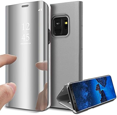 Samsung Galaxy S9 Case, Galaxy S9 Cover Book Case Mirror Case Wallet Case Flip Case Stand Case Full Body Protection Front And Back Case PU Leather Clear Cover Phone Case Samsung S9 (galaxy s9, silver)