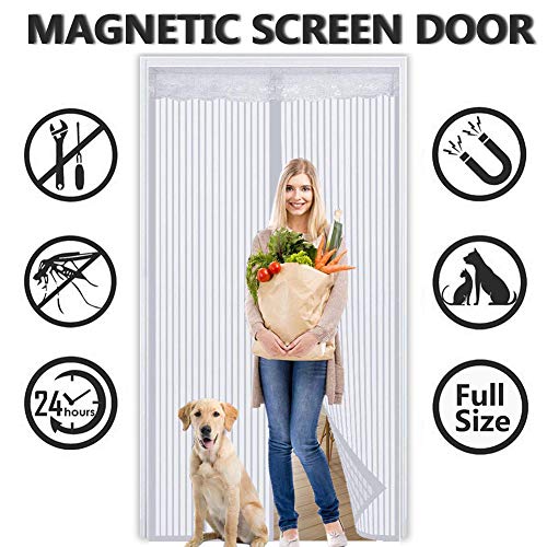 Preisvergleich Produktbild MODKOY Insektenschutz balkontür 205x230cm, Automatisches Schließen Insektenschutz für, Full Frame Klettverschluss, faltbar, Luft kann frei strömen - Weiß