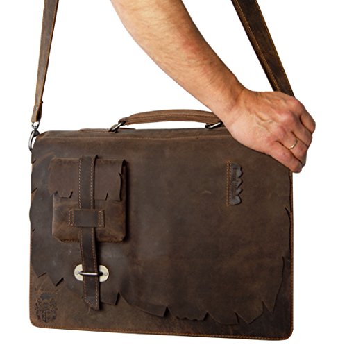Aktentaschen – Laptoptasche SHATTERHAND aus braunem Western-Leder + Lederpflege FREIHERR von MALTZAHN - 2