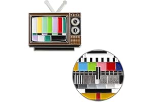 CHICHENGNIAN 2 spille vintage TV da bavero senza segnale, smaltate, colorate, simpatiche, creative, fai da te, regalo zaino e accessori per vestiti, Lega di acciaio