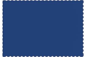 RUPERT AND JEOFFREY'S TRADING CO. Paper Placemats - Disposable - Scalloped Edge (Blue, 100)