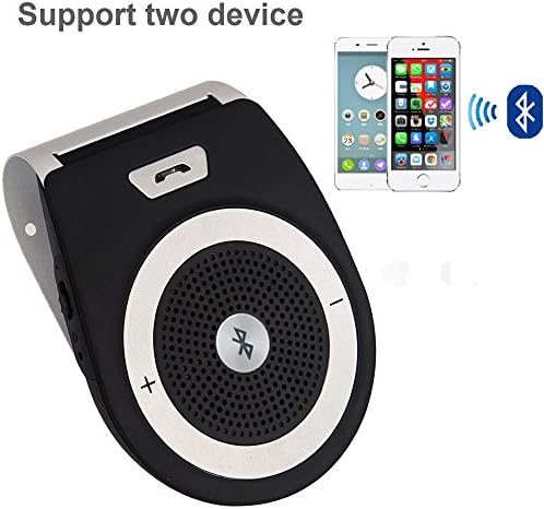 Konrisa Bluetooth Car Kit, Bluetooth 4.1 Receiver Handsfree Audio Music Car Speakerphone Sun Visor Simultaneously Pair 2 Phone for iPhone 6 6s 7, Samsung,HTC