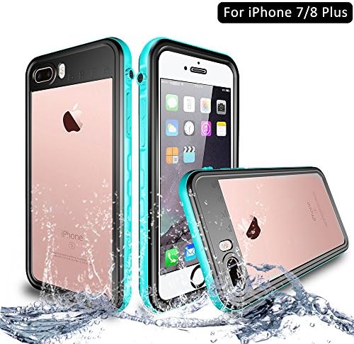 NewTsie iPhone 7/8 Plus Waterproof Shockproof case, Full-body Protective Snowproof Dirtproof with Built-in Screen Protector CaseCover for iPhone 7/8 Plus 5.5 inch (T-Blue)