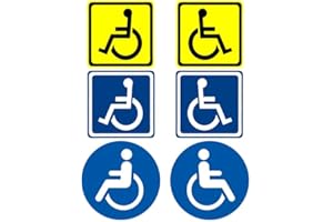 TQPUWT Autocollants Handicapé, 6 Pièces autocollants Handicap à appliquer sur le côté intérieur de la vitre d’une voiture, d’un camping-car, d’un pare-brise unités pour usage Interne Voiture