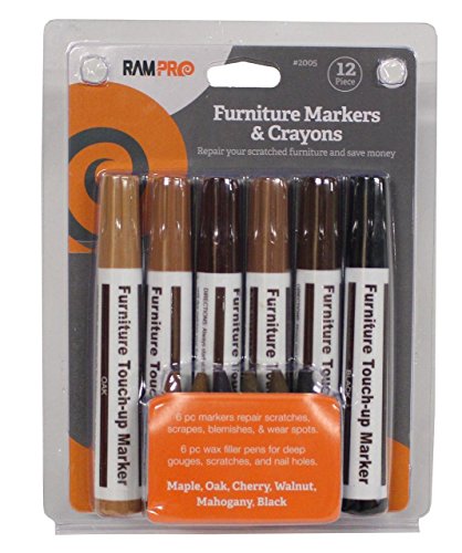 Möbel-Reparatur-Set – 12 Stück,, Stifte zum Entfernen von Kratzern, Set mit Filz-Markern und Wachs-Kreiden - 2