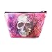TaylorHe Make-up Bag Cosmetic Case Toiletry Bag Printed PVC zipped top Pink Floral and Skull