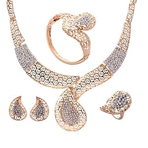Parure De Bijoux Strass - Collier, Bracelet, Boucles D'oreilles - Acier - Occasion