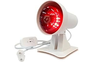 Zinueen Infrarotlampe 150W, Rotlichtlampe Wärmelampe mit Timer & Einstellbarer Temperatur, Rotlichtlampe Therapie für Gesicht & Körper, Tiefenwärme gegen Muskelermüdung, Einstellbarer Winkel