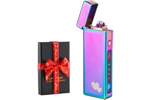 dachance – Briquet électrique personnalisable, résistant au vent, rechargeable par USB, double arc, pour le camping, cadeau de la Saint-Valentin (cœur magique)