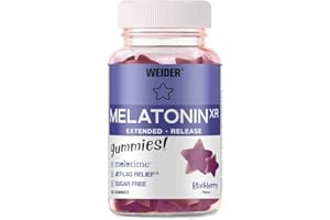 ‎WEIDER Weider Melatonin XR Gummis - Zeitverzögerte Freisetzung, Optimale Dosierung, Gummibärchen, Zuckerfrei - 60 Stück - Brombeere