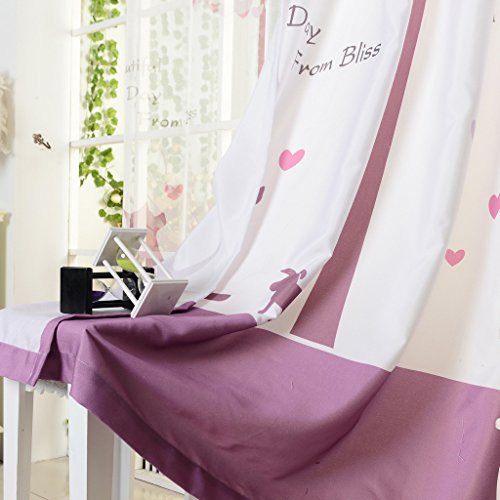 GWELL Süß Baum Druck Vorhang Schal mit Ösen TOP QUALITÄT Gardine für Kinderzimmer Schlafzimmer grün lila 1er-Pack - 2