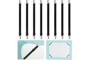 LUPATDY Lot de 8 tendeurs de draps élastiques pour draps - Blanc - avec Clips métalliques - pour Matelas, Planche à Repasser ou canapé (50-200 cm)…