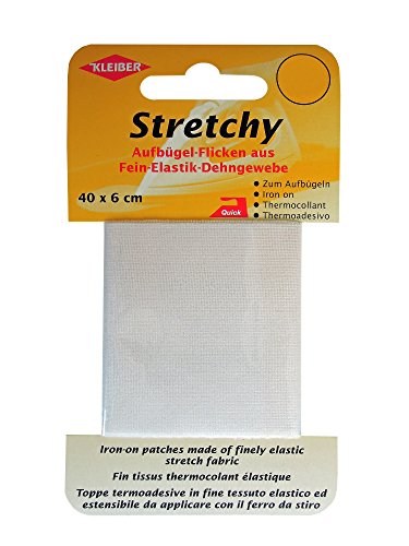 Kleiber 40 x 6 cm Elastisches Ausbesserungsband für Bekleidung zum Aufbügeln, weiß