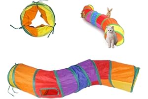 HJKIOPC Tunnel per Gatti,Bunny tunnel,tunnel per gatti a 2 vie,giocattoli per animali domestici,conigli,cani,Animali Domestici, Gatto Adatto per Interni ed Esterni(Arcobaleno,stile S)