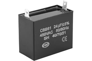 SUTINNA Condensador de Arranque CBB61, 450 V CA 24 uF 50/60 Hz Condensador de Funcionamiento para Funcionamiento del Motor del Ventilador de Techo