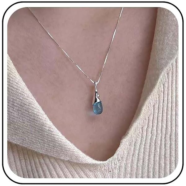 Pendentif Vintage Solitaire Cristal Topaze Foncée, Chaîne Argentée, Occasion