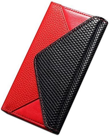 iPhone 6, 6S Wallet Case, W/ Wrist Strap Full-body Luxury Genuine Leather Flip Cover Magnetic Envelope Wallet Case For iPhone 6/iPhone 6S 4.7" (Red+black)