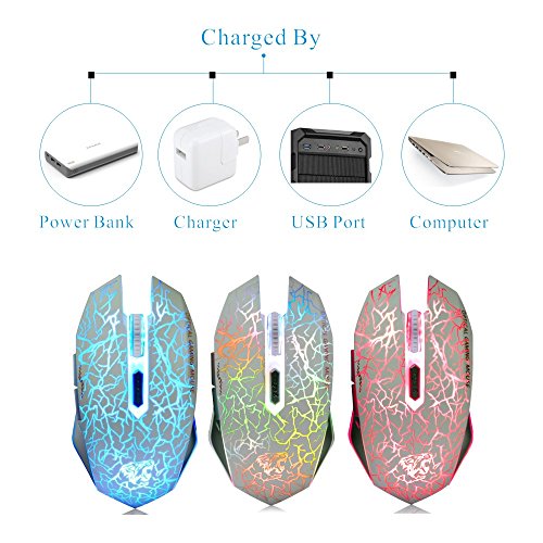 M2 kabellos wiederaufladbar Gaming Maus Optische geräuschlos Mäuse mit Nano Empfänger 6 Tasten für Mac Notebook Desktop Laptop - 5
