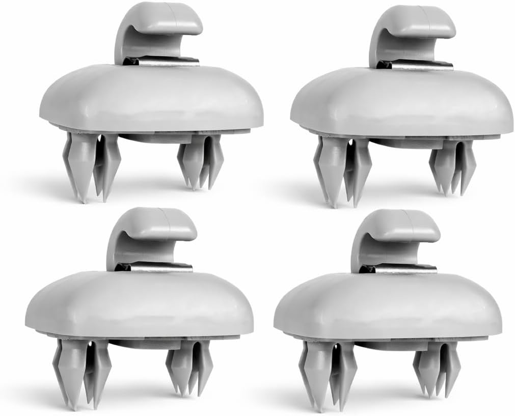 [4 Piezas] Clip Parasol Coche Repuesto Visera Interior Ajuste Preciso Compatible Audi A1 A3 A4 A5 Q3 Q5 S3 S4 S5 TT Gancho Fijacion Techo Vehiculo Plastico Reforzado Gris OEM Duradero Antiruido
