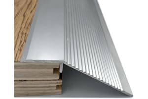BAITANG Floor Transition Strip Aluminum, Cuttable Threshold Ramp Drop High 10-50mm, Carpet/Wood/Tile Threshold Reducer, Seam Binder Entry Ramp(Silver)