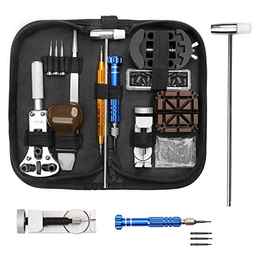 132 PCS Watch Repair Tool Kit, Electrapick Professional Watch Band Spring Bar Tool Set Link Pin Removal Strap Adjustment Back Case Opener Set with Carrying Case, for Most Watches