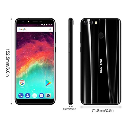 Ulefone MIX2 5,7 Pollici HD+ 18:9 4G Smartphone, Android 7.0 MTK6737H Quad Core 1.3GHz, 2GB RAM 16GB ROM, Dual Fotocamera Posteriore, Fingerprint ID, Dual SIM, 3380mAh Batteria, Nero
