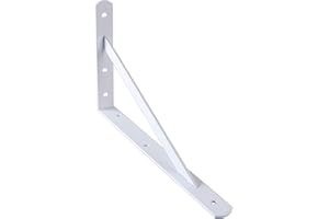 PRIOstahl® Regał metalowy | wspornik do dużych obciążeń | uchwyt regałowy | 270 x 395 mm | wspornik półki do dużych obciążeń konsola ścienna kątownik regałowy kątownik regałowy (1 sztuka, biały)