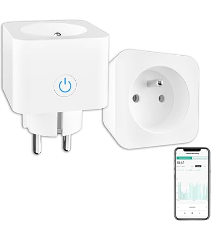 Zigbee Alexa Smart stopcontact, 16 A, met huidige meting, intelligent stopcontact 3680 W met afstandsbediening/spraakbediening, programmeerbare smart plug compatibel met Alexa Google Home, 2 stuks