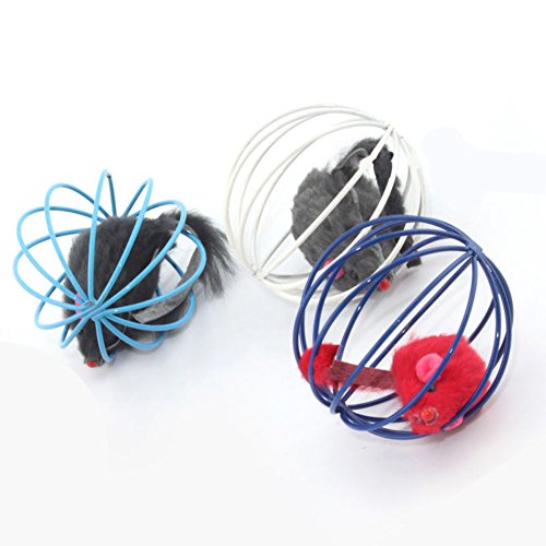 Katzenspielzeug Spielzeug Kugel Plüschmaus Hundespielzeug Falsch Maus in Rattenkäfig für Haustier Katzen Kätzchen Geschenk - 6
