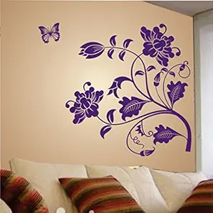 Decals Design Vine Flower Wall Sticker (PVC Vinyl, 50 cm x 70 cm, Purple)