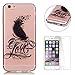 Produktbild CaseHome Silicone Gel iPhone 6/6S 4.7 Inch Hülle(Mit Frei HD Displayschutzfolie) Transparent Weiche Silikon Schutzhülle,Weicher Flexibel Klar Gel Silikon TPU Hülle Superdünn Stoßfest Tasche Telefon-Kasten Schutz Tasche Schutzhülle Durchsichtig Handyhülle Silikon Case Schale für Apple iPhone 6/6S with Unique Black Pattern Design-Feder Herzen