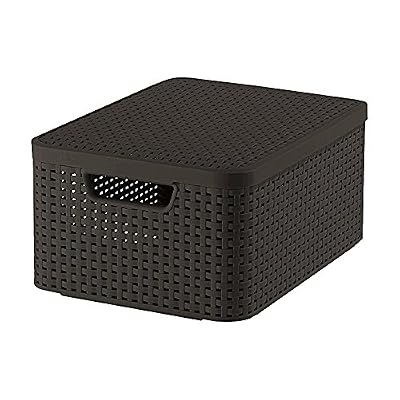 Curver 205847 Aspect Rotin Style Boîte de Rangement Taille M + Couvercle 2E Génération Polypropylène 39,29 x 29,3 x 18,7 cm