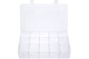 Gospire 15 Large Grids Clear Plastic Jewelry Box Organizer Storage Container with Removable Dividers