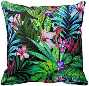 fringcoook American Country Style Nature Exotic Flowers Tropical Rainforest Bird Morning Glory Cotton Linen Throw Pillow Case Cushion Cover Home Sofa balcony Decorative 18'' X 18 '' (2)