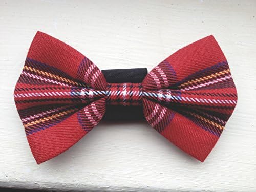 red tartan dog bow tie FREE DELIVERY