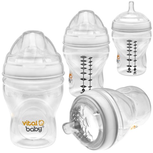 Vital Baby Nurture 240ml Breast-Like Feeding Bottle (Pack of 4)