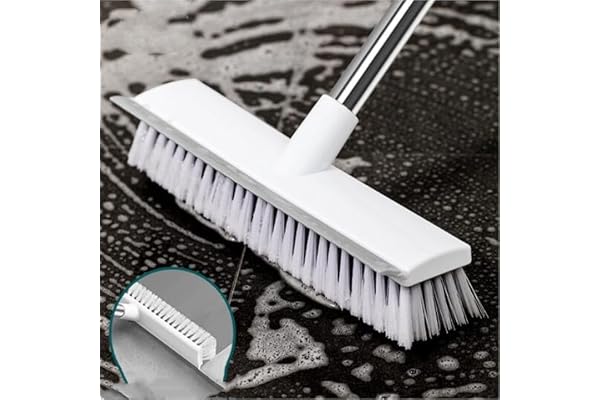 Fengbao S i n k Stopper 2 in 1 Floor Brushes with Long Handle Bathroom Cleaning Brush with Wiper -Long Handle